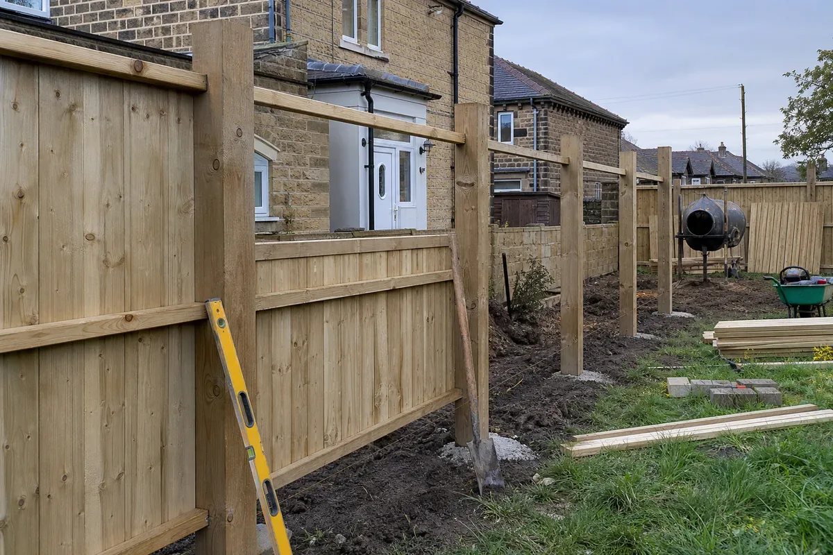 Fence installation work at a Huddersfield property